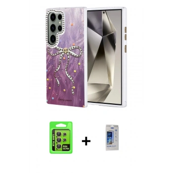MARSİLYAN™- Galaxy S24 Ultra Kılıf Zirve Modern Prime - Siyah Durable Full Glue Curved Cam + Raze Metal Kamera Lens - SI
