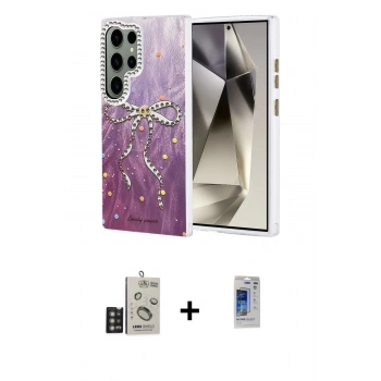 MARSİLYAN™- Galaxy S24 Ultra Kılıf Zirve Modern Prime - Siyah Durable Full Glue Curved Hayalet Cam + Bilvis Titan Kamera Lens - DNMR