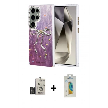 MARSİLYAN™- Galaxy S24 Ultra Kılıf Zirve Modern Prime - Siyah Polymer Nano Ekran Koruyucu + Bilvis Titan Kamera Lens - DNMR