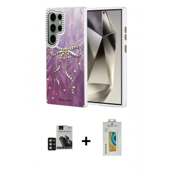 MARSİLYAN™- Galaxy S24 Ultra Kılıf Zirve Modern Prime - Siyah Polymer Nano Ekran Koruyucu + PVD Metal Kamera Lens - DNMR