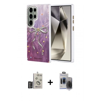 MARSİLYAN™- Galaxy S24 Ultra Kılıf Zirve Modern Prime - Siyah Vanessa Magic Hayalet Cam + Bilvis Titan Kamera Lens - DNMR
