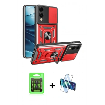 MARSİLYAN™- Galaxy S25 Edge Kılıf Ahenk Klasik - Siyah 3D Antistatik Seramik Nano Ekran Koruyucu + Raze Metal Kamera Lens - SH