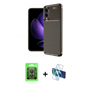 MARSİLYAN™- Galaxy S25 Edge Kılıf Eksen Form Prime - Siyah 3D Antistatik Cam Ekran Koruyucu + Raze Metal Kamera Lens - SH