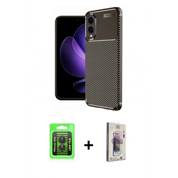 MARSİLYAN™- Galaxy S25 Edge Kılıf Eksen Form Prime - Siyah Bilvis 3D Cam Ekran Koruyucu + Raze Metal Kamera Lens - SH
