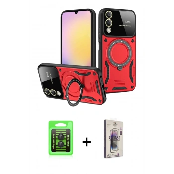 MARSİLYAN™- Galaxy S25 Edge Kılıf Kıvılcım Modern Serisi - Siyah Bilvis 3D Cam Ekran Koruyucu + Raze Metal Kamera Lens - SH