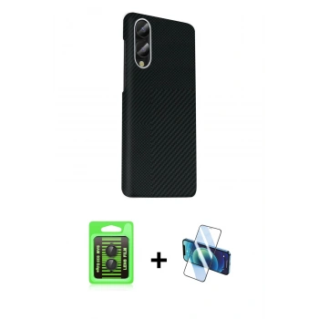MARSİLYAN™- Galaxy S25 Edge Kılıf Kozmos Klasik Prime - Siyah 3D Antistatik Cam Ekran Koruyucu + Raze Metal Kamera Lens - SH