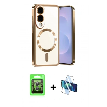 MARSİLYAN™- Galaxy S25 Edge Kılıf Nova Işık Özel Seri - Siyah 3D Antistatik Seramik Nano Ekran Koruyucu + Raze Metal Kamera Lens - GS