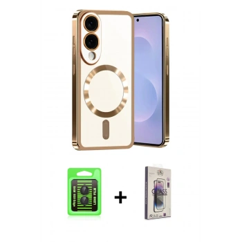 MARSİLYAN™- Galaxy S25 Edge Kılıf Nova Işık Özel Seri - Siyah Bilvis 3D Cam Ekran Koruyucu + Raze Metal Kamera Lens - SH