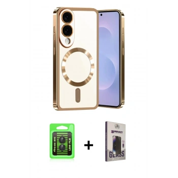 MARSİLYAN™- Galaxy S25 Edge Kılıf Nova Işık Özel Seri - Siyah Bilvis Hayalet Cam Ekran Koruyucu + Raze Metal Kamera Lens - SH