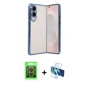 MARSİLYAN™- Galaxy S25 Edge Kılıf Vadi Minimal - Siyah 3D Antistatik Seramik Nano Ekran Koruyucu + Raze Metal Kamera Lens - SH