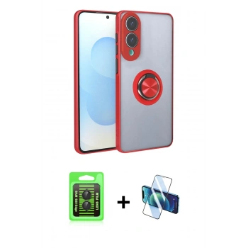 MARSİLYAN™- Galaxy S25 Edge Kılıf Yörünge Çizgi - Siyah 3D Antistatik Seramik Nano Ekran Koruyucu + Raze Metal Kamera Lens - SH