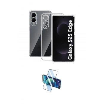 MARSİLYAN™- Galaxy S25 Edge Kılıf Zirve Doku - Siyah 3D Antistatik Seramik Nano Ekran Koruyucu