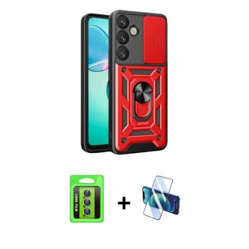 MARSİLYAN™- Galaxy S25 FE Kılıf Ahenk Klasik - Siyah 3D Antistatik Seramik Nano Ekran Koruyucu + Raze Metal Kamera Lens - YL