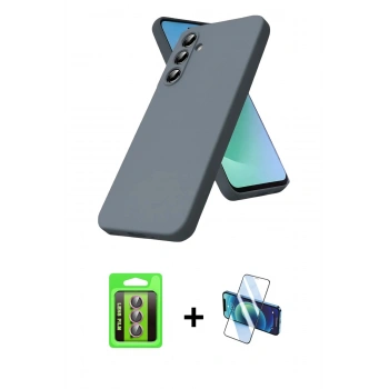 MARSİLYAN™- Galaxy S25 FE Kılıf Ahenk Serisi - Siyah 3D Antistatik Seramik Nano Ekran Koruyucu + Raze Metal Kamera Lens - PE