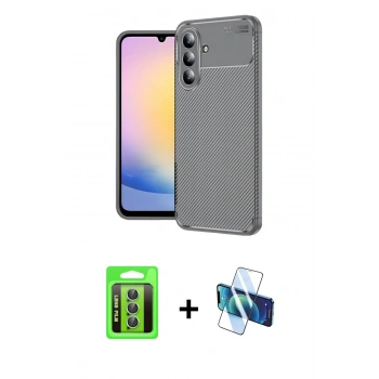 MARSİLYAN™- Galaxy S25 FE Kılıf Eksen Form Prime - Siyah 3D Antistatik Cam Ekran Koruyucu + Raze Metal Kamera Lens - YL