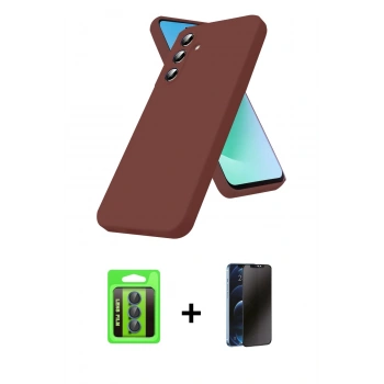 MARSİLYAN™- Galaxy S25 FE Kılıf Kozmos Yansıma Özel Seri - Siyah 3D Antistatik Hayalet Cam Ekran Koruyucu + Raze Metal Kamera Lens - LT