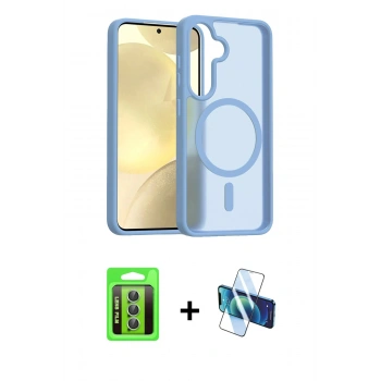 MARSİLYAN™- Galaxy S25 FE Kılıf Siluet Minimal Prime - Siyah 3D Antistatik Seramik Nano Ekran Koruyucu + Raze Metal Kamera Lens - YL