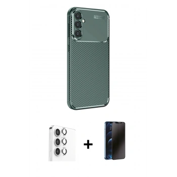 MARSİLYAN™- Galaxy S25 Kılıf Eksen Form Prime - Siyah 3D Antistatik Hayalet Cam Ekran Koruyucu + Raze Metal Kamera Lens - GS