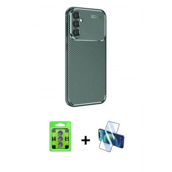 MARSİLYAN™- Galaxy S25 Kılıf Eksen Form Prime - Siyah 3D Antistatik Seramik Nano Ekran Koruyucu + Raze Metal Kamera Lens - MI