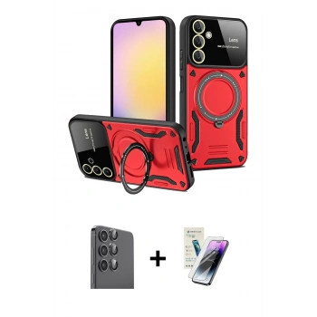 MARSİLYAN™- Galaxy S25 Kılıf Kıvılcım Modern Serisi - Şeffaf Pasifik Cam Ekran Koruyucu + Raze Metal Kamera Lens - SH
