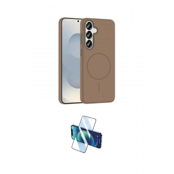 MARSİLYAN™- Galaxy S25 Kılıf Siluet Doku Özel Seri - Siyah 3D Antistatik Cam Ekran Koruyucu