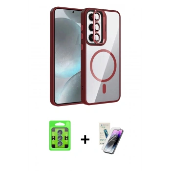 MARSİLYAN™- Galaxy S25 Kılıf Yadigar Asil Koleksiyonu - Şeffaf Pasifik Cam Ekran Koruyucu + Raze Metal Kamera Lens - MI