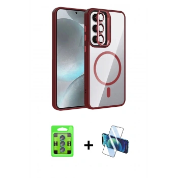 MARSİLYAN™- Galaxy S25 Kılıf Yadigar Asil Koleksiyonu - Siyah 3D Antistatik Cam Ekran Koruyucu + Raze Metal Kamera Lens - MI