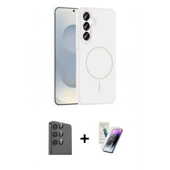 MARSİLYAN™- Galaxy S25 Kılıf Yankı Form Serisi - Şeffaf Pasifik Cam Ekran Koruyucu + Raze Metal Kamera Lens - SH