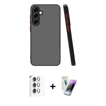 MARSİLYAN™- Galaxy S25 Plus Kılıf Ahenk Çizgi Serisi - Şeffaf Pasifik Cam Ekran Koruyucu + Raze Metal Kamera Lens - GS