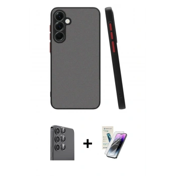 MARSİLYAN™- Galaxy S25 Plus Kılıf Ahenk Çizgi Serisi - Şeffaf Pasifik Cam Ekran Koruyucu + Raze Metal Kamera Lens - SH