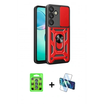 MARSİLYAN™- Galaxy S25 Plus Kılıf Ahenk Klasik - Siyah 3D Antistatik Seramik Nano Ekran Koruyucu + Raze Metal Kamera Lens - MI