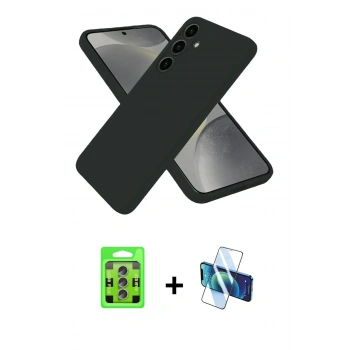 MARSİLYAN™- Galaxy S25 Plus Kılıf Ahenk Serisi - Siyah 3D Antistatik Seramik Nano Ekran Koruyucu + Raze Metal Kamera Lens - LI