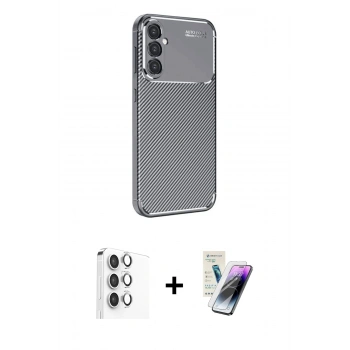 MARSİLYAN™- Galaxy S25 Plus Kılıf Eksen Form Prime - Şeffaf Pasifik Cam Ekran Koruyucu + Raze Metal Kamera Lens - GS