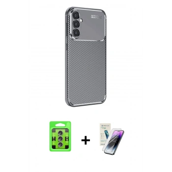 MARSİLYAN™- Galaxy S25 Plus Kılıf Eksen Form Prime - Şeffaf Pasifik Cam Ekran Koruyucu + Raze Metal Kamera Lens - LI