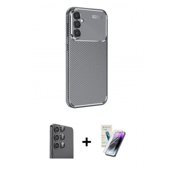MARSİLYAN™- Galaxy S25 Plus Kılıf Eksen Form Prime - Şeffaf Pasifik Cam Ekran Koruyucu + Raze Metal Kamera Lens - SH