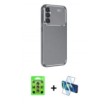MARSİLYAN™- Galaxy S25 Plus Kılıf Eksen Form Prime - Siyah 3D Antistatik Cam Ekran Koruyucu + Raze Metal Kamera Lens - LI