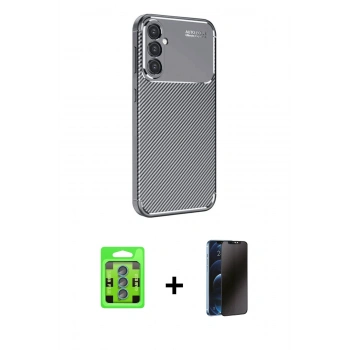 MARSİLYAN™- Galaxy S25 Plus Kılıf Eksen Form Prime - Siyah 3D Antistatik Hayalet Cam Ekran Koruyucu + Raze Metal Kamera Lens - MI