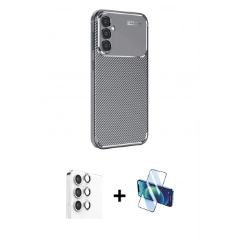 MARSİLYAN™- Galaxy S25 Plus Kılıf Eksen Form Prime - Siyah 3D Antistatik Seramik Nano Ekran Koruyucu + Raze Metal Kamera Lens - GS