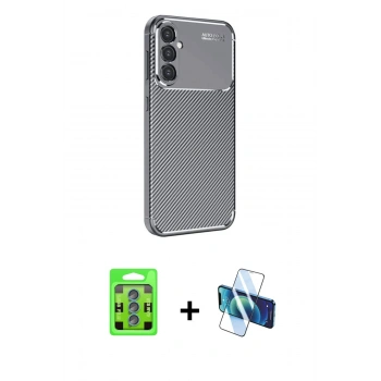 MARSİLYAN™- Galaxy S25 Plus Kılıf Eksen Form Prime - Siyah 3D Antistatik Seramik Nano Ekran Koruyucu + Raze Metal Kamera Lens - MI