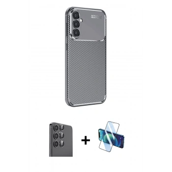 MARSİLYAN™- Galaxy S25 Plus Kılıf Eksen Form Prime - Siyah 3D Antistatik Seramik Nano Ekran Koruyucu + Raze Metal Kamera Lens - SH