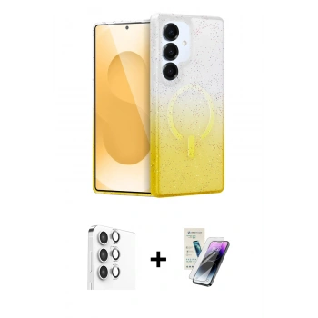 MARSİLYAN™- Galaxy S25 Plus Kılıf Eksen Minimal Özel Seri - Şeffaf Pasifik Cam Ekran Koruyucu + Raze Metal Kamera Lens - GS