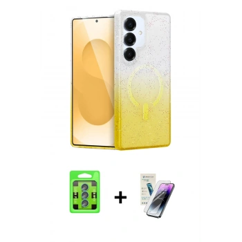 MARSİLYAN™- Galaxy S25 Plus Kılıf Eksen Minimal Özel Seri - Şeffaf Pasifik Cam Ekran Koruyucu + Raze Metal Kamera Lens - MI