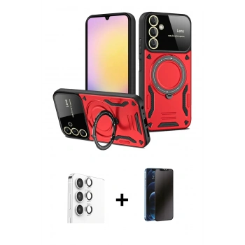 MARSİLYAN™- Galaxy S25 Plus Kılıf Kıvılcım Modern Serisi - Siyah 3D Antistatik Hayalet Cam Ekran Koruyucu + Raze Metal Kamera Lens - GS