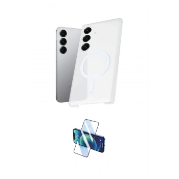MARSİLYAN™- Galaxy S25 Plus Kılıf Kutup Minimal - Siyah 3D Antistatik Cam Ekran Koruyucu