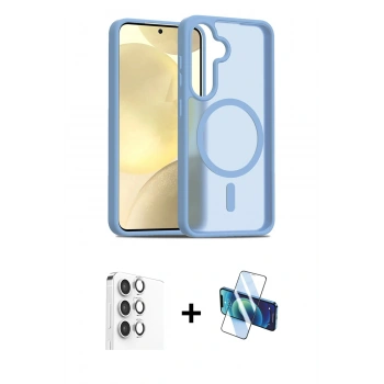 MARSİLYAN™- Galaxy S25 Plus Kılıf Siluet Minimal Prime - Siyah 3D Antistatik Cam Ekran Koruyucu + Raze Metal Kamera Lens - GS