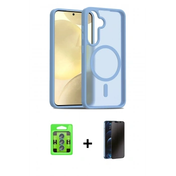 MARSİLYAN™- Galaxy S25 Plus Kılıf Siluet Minimal Prime - Siyah 3D Antistatik Hayalet Cam Ekran Koruyucu + Raze Metal Kamera Lens - MI