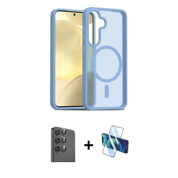 MARSİLYAN™- Galaxy S25 Plus Kılıf Siluet Minimal Prime - Siyah 3D Antistatik Seramik Nano Ekran Koruyucu + Raze Metal Kamera Lens - SH
