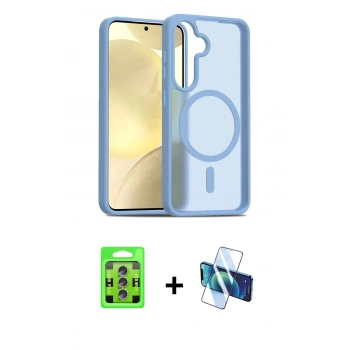 MARSİLYAN™- Galaxy S25 Plus Kılıf Siluet Minimal Prime - Siyah 3D Antistatik Seramik Nano Ekran Koruyucu + Raze Metal Kamera Lens - LI
