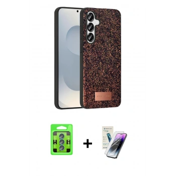 MARSİLYAN™- Galaxy S25 Plus Kılıf Vadi Klasik Serisi - Şeffaf Pasifik Cam Ekran Koruyucu + Raze Metal Kamera Lens - MI