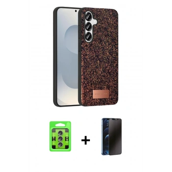 MARSİLYAN™- Galaxy S25 Plus Kılıf Vadi Klasik Serisi - Siyah 3D Antistatik Hayalet Cam Ekran Koruyucu + Raze Metal Kamera Lens - LI